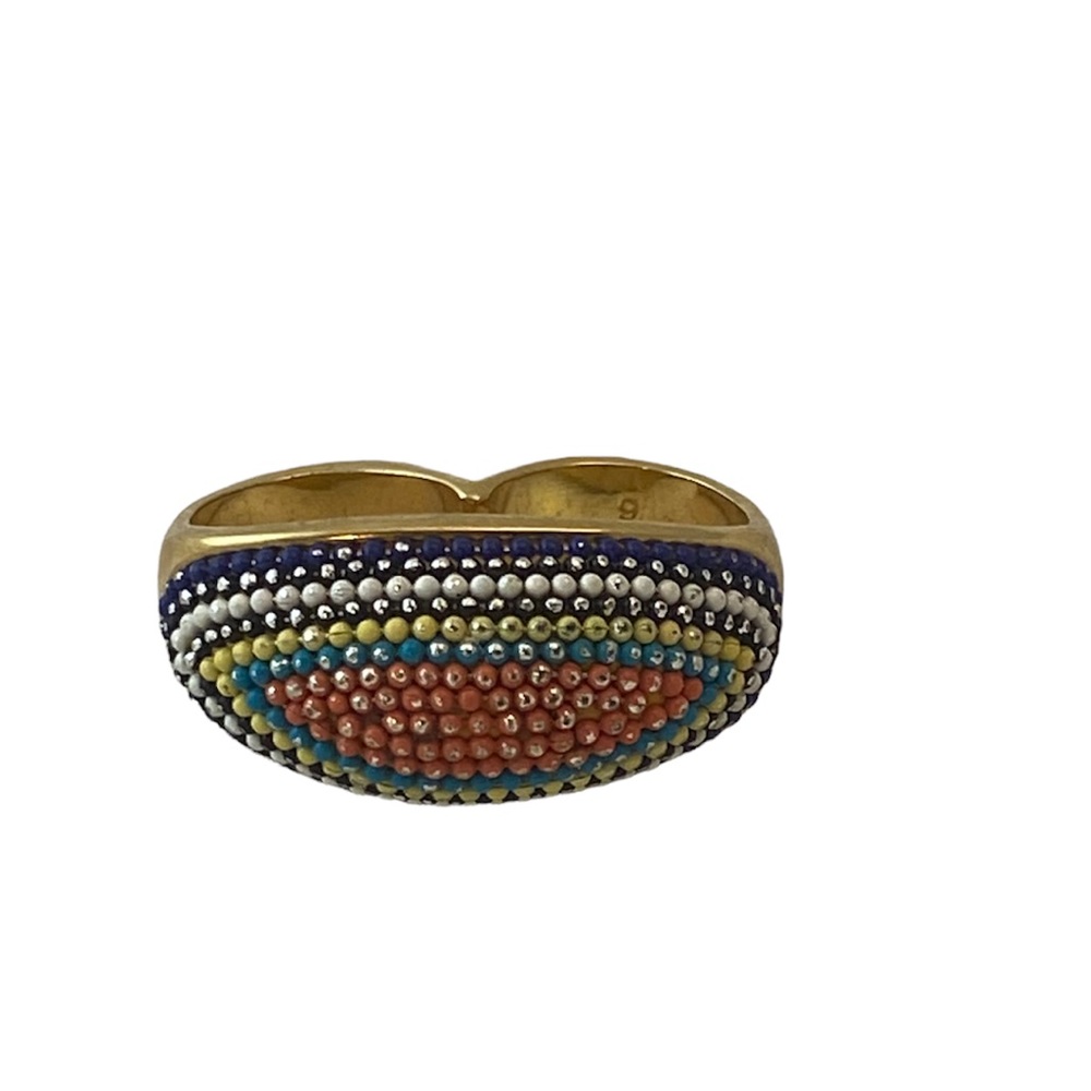 BCBMAXAZRIA Double Finger Beaded Gold Ring